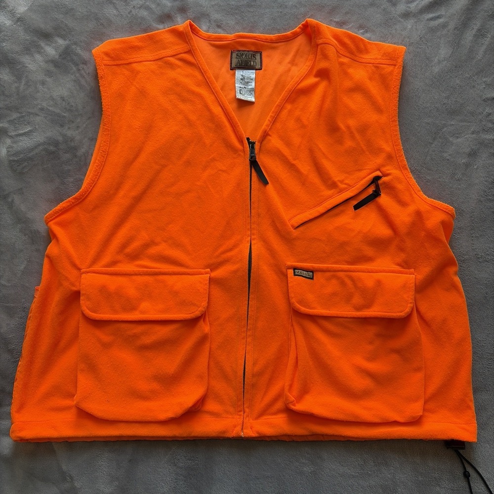 Vintage Sports Afield Blaze Orange Hunting Vest Mens XL Bird Pouch